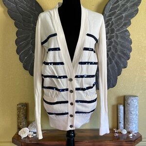 Victoria’s Secret Pink Ivory Button Down Cardigan With Sequins